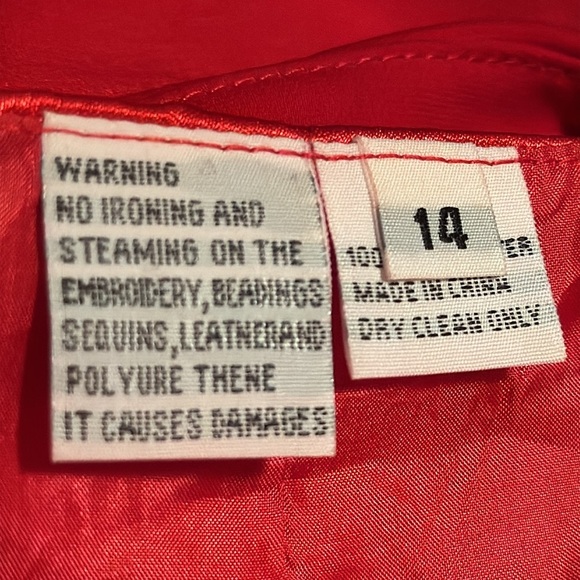 Ben Marc International Red 3 piece embellished suit blazer skirt satin cami 14 - Picture 9 of 10